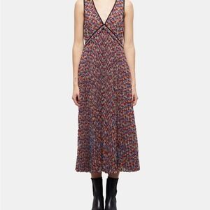 The Kooples Multicolor Floral V-Neck Midi Dress